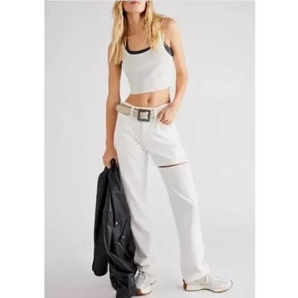 AGOLDE Lana Straight Leg Jeans 31 High Rise Front Slit Minimalist Casual White